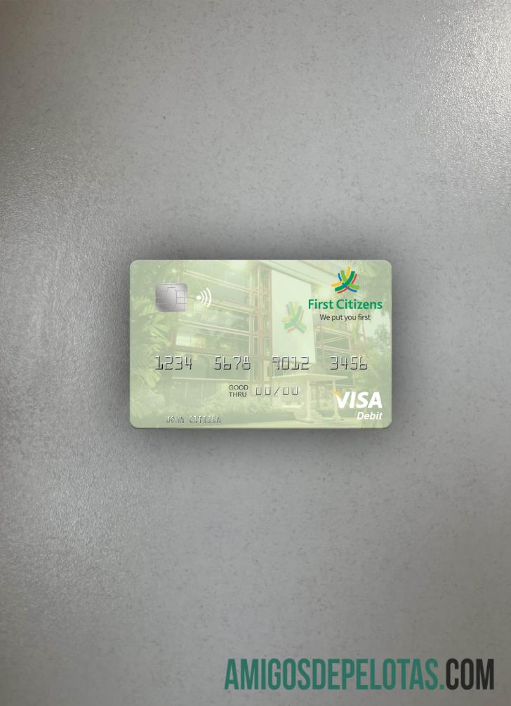 Trinidad e Tobago First Citizens Bank Visa Cartão de Débito Foto Look Front modelo